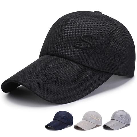 Atmungsaktive Mesh Baseball Kappe Sonnenschutz Outdoor Sommer Sport Hut Mit Sport Stickerei Für Herren Verstellbar