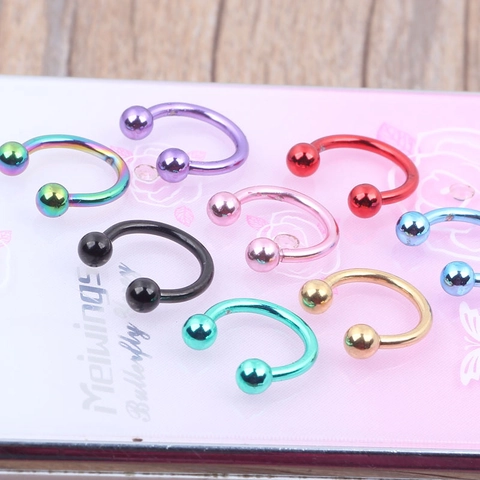 Anillo De Piercing Herradura De Acero Inoxidable Barbell Circular Para Nariz Labio Oreja Septum Multicolor