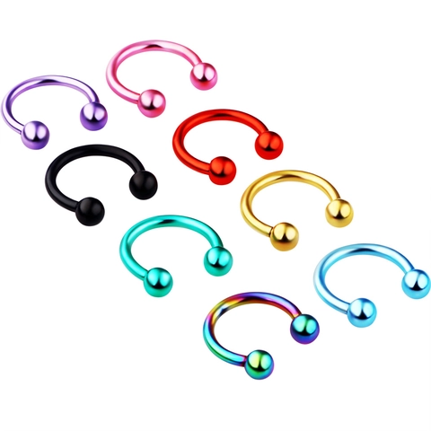 Anillo De Piercing Herradura De Acero Inoxidable Barbell Circular Para Nariz Labio Oreja Septum Multicolor