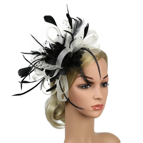 Elegant Feather Mesh Fascinator Hair Clip Wedding Party Headpiece Vintage Derby Hat Bridal Accessory For Women