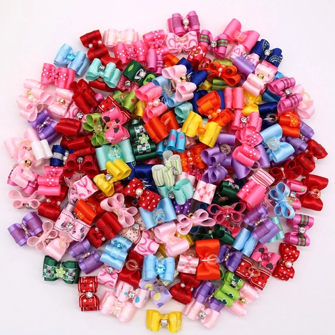 Fiocchi Per Capelli Per Animali Accessori Per Toelettatura Nastro Colorato Decorazione In Strass Per Piccoli Cani Gatti