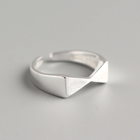 925 Sterling Silber Schleife Ring Gebürstetes Band Verstellbar Offen Fingerschmuck Für Frauen Chic Minimalistisch