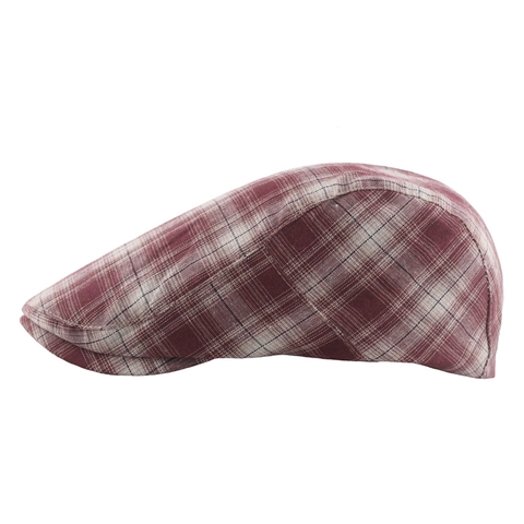 Classic Plaid Beret Hat Men Retro British Style Flat Cap Ivy Newsboy Hat Breathable Cotton Polyester Adjustable Buckle