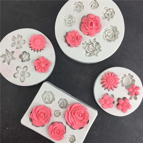 Stampi In Silicone A Fiori Grado Alimentare Forme Di Rosa Girasole Margherita Per Decorazione Torte Fondant DIY Cioccolato Sapone Artigianale