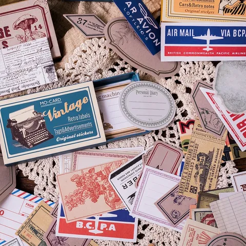 Vintage Retro Paper Stickers For Scrapbooking Journaling DIY Arts Crafts Junk Journal Planner Decorative Labels Ephemera Supplies