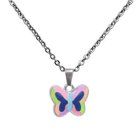 Collar Colgante Mariposa Corazón Paz Luminoso Aleación De Zinc Acero Inoxidable Cambio Color Humor Temperatura