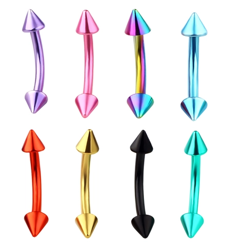 Piercing De Sourcil Courbé En Acier Inoxydable Avec Pointe Spike Multicolore Bijoux De Corps Anti Allergie