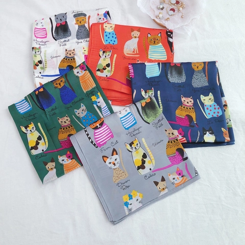 Damen Viereckiges Halstuch Katzen Illustration Druck Seidiges Gefühl Polyester Chiffon Künstlerisch Frischer Stil Schal Accessoire