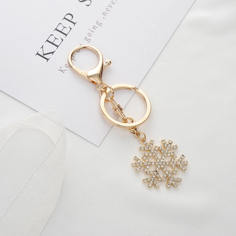 Portachiavi A Fiocco Di Neve Lega Strass Cristallo Regalo Di Natale Scintillante Anello Portachiavi Ciondolo Borsa Donna