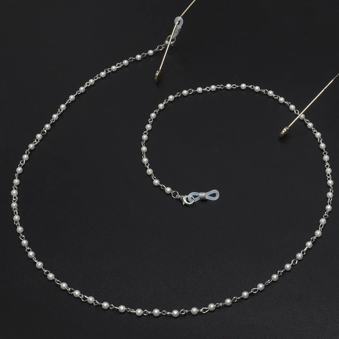 Elegant Faux Artificial Pearl Glasses Chain Anti-slip Eyewear Lanyard Copper Metal Sunglasses Strap Women Adjustable Loops