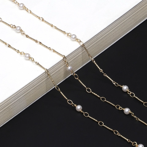Fashion Metal Glasses Chain For Women With Pearl Anti-Slip Sunglasses Strap Holder Elegant Adjustable Eyewear Neck Cord