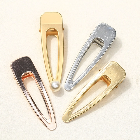 Fermagli Per Capelli Geometrici In Lega Con Strass E Perla Artificial Mollette A Becco D'Anatra In Metallo Minimalista Per Donna