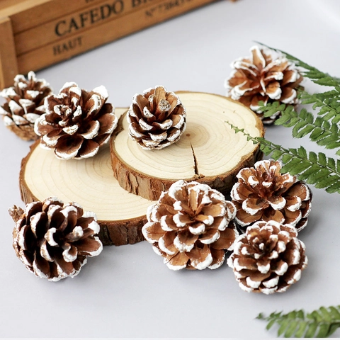 Pigne Naturali Con Effetto Neve Bianca Decorazioni Appese Albero Di Natale Artigianato Fai Da Te Arredo Invernale
