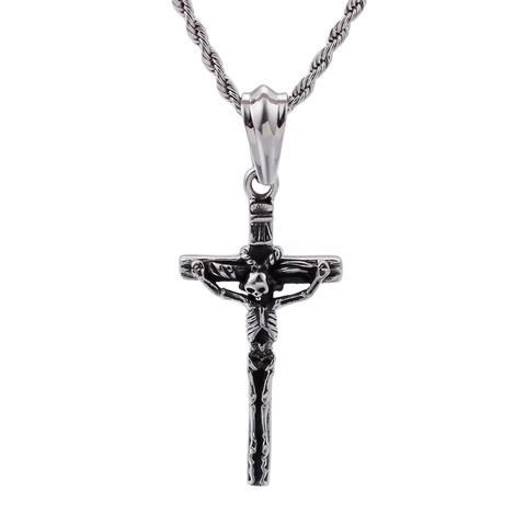 Collana Con Pendente A Croce Teschio Gotico Acciaio Inossidabile Vintage Punk Scheletro Gioielli Da Uomo
