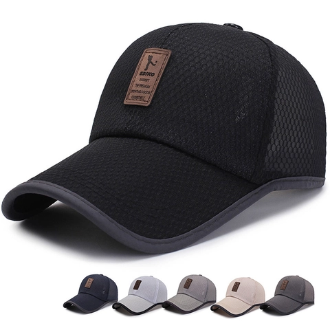 Mesh Baseball Cap Breathable Sun Protection Outdoor Sports Summer Adjustable Trucker Hat With Leather Patch For Adults