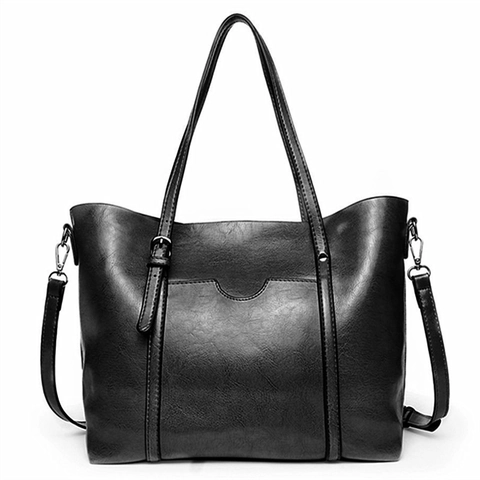 Large Capacity Tote Bag Vintage PU Leather Shoulder Handbag Adjustable Strap For Women Daily Commute Retro Style
