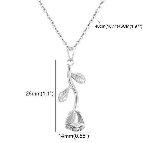 Elegante Edelstahl Rose Blume Anhänger Halskette Für Damen Floral Botanisch Schlüsselbein Kette Schmuck Gold Silber Roségold
