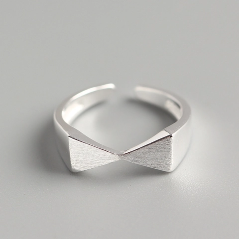 925 Sterling Silber Schleife Ring Gebürstetes Band Verstellbar Offen Fingerschmuck Für Frauen Chic Minimalistisch