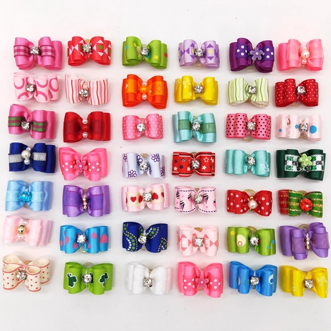 Fiocchi Per Capelli Per Animali Accessori Per Toelettatura Nastro Colorato Decorazione In Strass Per Piccoli Cani Gatti
