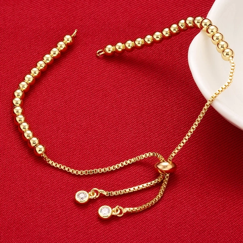 Verstellbare Perlenkette Armband Zubehör Kupfer Schiebeverschluss DIY Halbzeug Schmuckherstellung Mit Zirkonia
