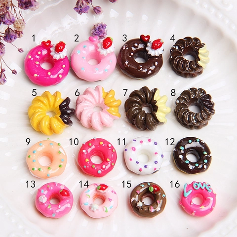 Simulation Donut Harz Cabochons Mini Bunte Dessert Perlen Für DIY Handwerk Slime Füller Handyhülle Dekor