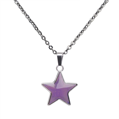 Mood Necklace Star Pendant Temperature Sensitive Color Changing Jewelry Women Girls Stainless Steel Zinc Alloy