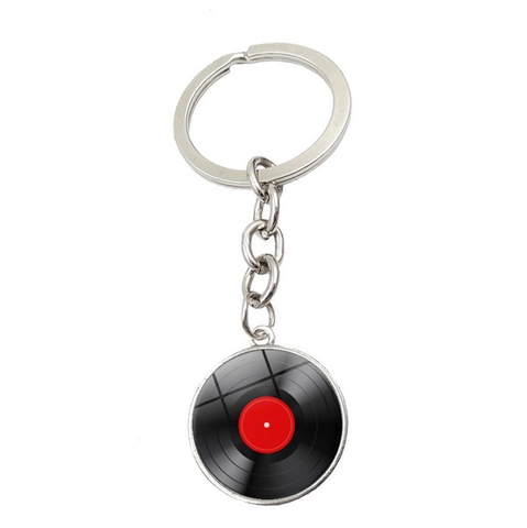Portachiavi Disco In Vinile Musica Retrò Cabochon In Vetro Lega Di Zinco Anello Chiave Regalo Per Amanti Della Musica