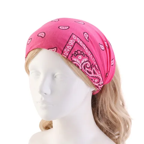 Paisley Print Wide Headband Cotton Elastic Yoga Sport Turban Bohemian Style Women Hair Accessories