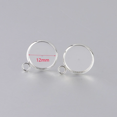 Supports De Boucles D'Oreilles En Acier Inoxydable Base Ronde Plate Avec Boucle De Suspension Pour Bijoux DIY