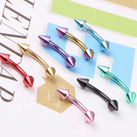 Piercing De Sourcil Courbé En Acier Inoxydable Avec Pointe Spike Multicolore Bijoux De Corps Anti Allergie