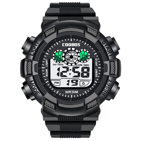 Digitale Sportuhr ABS Gummi Wasserdicht Leuchtend Alarm Outdoor Stoßfest Herren