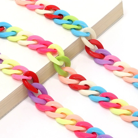 Y2K Colorful Acrylic Link Glasses Chain Women Non-Slip Sunglasses Strap Mask Holder Neck Cord Trendy Fashion Accessory