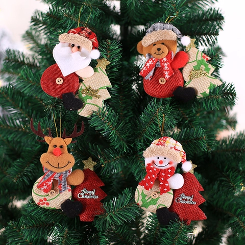 Ornamenti Appesi Albero Di Natale Stoffa Babbo Natale Pupazzo Di Neve Renna Orso Bambole Decorazione Abbraccio Albero