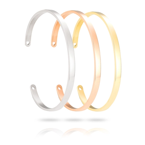Brazalete Abierto de Acero Inoxidable Minimalista con Corazón Hueco para Mujer Pulido Forma de C Oro Oro Rosa Plata Joyería