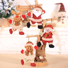 Christmas Tree Hanging Ornaments Linen Plaid Cloth Santa Snowman Reindeer Bear Doll Pendants For Festive Home Party Decor