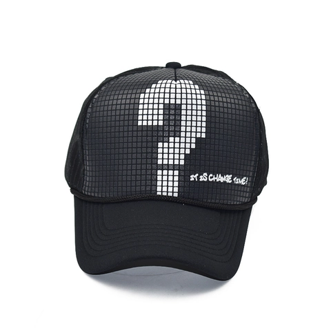 Cappello Trucker Mesh Baseball Stampa Punto Interrogativo Pixel Traspirante Snapback Regolabile Hip Hop Streetwear Uomo Donna
