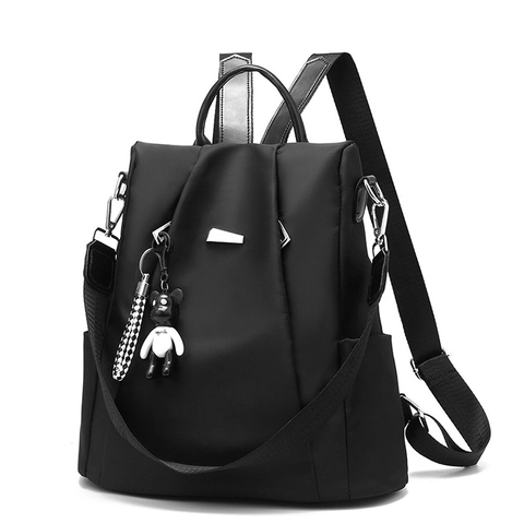 Klassischer Damen Oxford Stoff Rucksack Wasserdicht Diebstahlschutz Große Kapazität Reisen Freizeit Mode Schultasche Mit Bär Anhänger