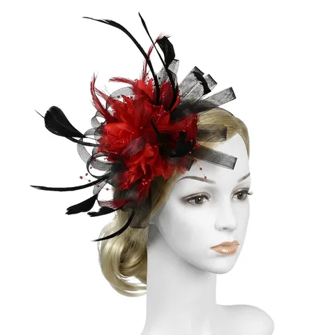 Elegant Feather Mesh Fascinator Hair Clip Wedding Party Headpiece Vintage Derby Hat Bridal Accessory For Women