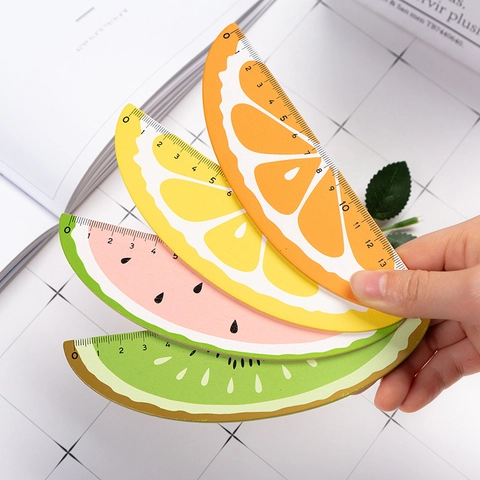 Wooden Fruit Shaped Ruler Creative Stationery For Students School Kids Measuring Tool Watermelon Lemon Orange Kiwifruit Novelty