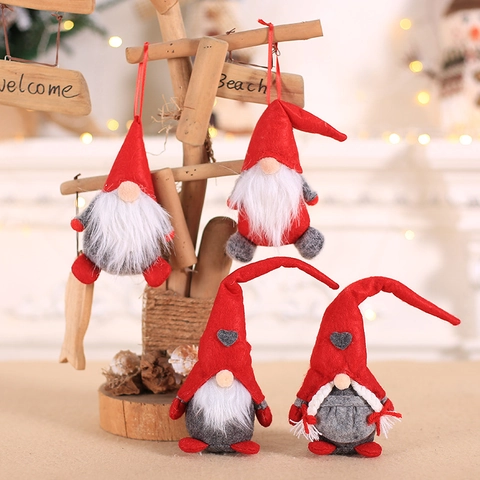 Decorazioni Natalizie Gnomo di Peluche Ornamento da Appendere Bambola Nordica Senza Volto Tomte per Albero di Natale Casa Festa