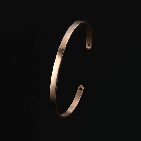 Brazalete Abierto de Acero Inoxidable Minimalista con Corazón Hueco para Mujer Pulido Forma de C Oro Oro Rosa Plata Joyería
