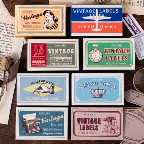 Vintage Retro Paper Stickers For Scrapbooking Journaling DIY Arts Crafts Junk Journal Planner Decorative Labels Ephemera Supplies