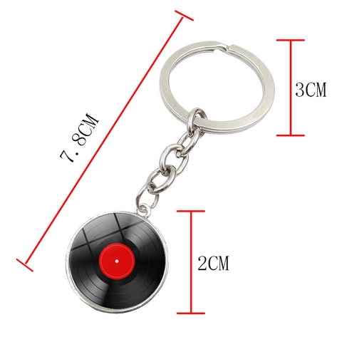 Portachiavi Disco In Vinile Musica Retrò Cabochon In Vetro Lega Di Zinco Anello Chiave Regalo Per Amanti Della Musica