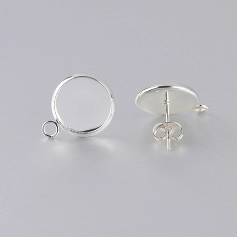 Supports De Boucles D'Oreilles En Acier Inoxydable Base Ronde Plate Avec Boucle De Suspension Pour Bijoux DIY
