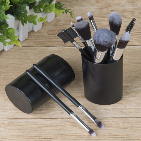 Pennelli Trucco Professionali Per Cipria Ombretto Con Custodia Cilindrica Portatile Setole In Nylon Grip In Plastica
