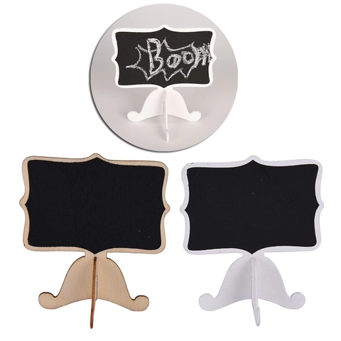 Mini Wooden Chalkboard Sign Desktop Message Board With Stand Base Wavy Edge Decorative Small Easel Blackboard Wedding Office