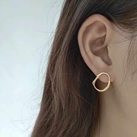Orecchini A Lobo In Argento Sterling 925 Minimalisti Geometrici Irregolari Cavi Gioielli Per Donna