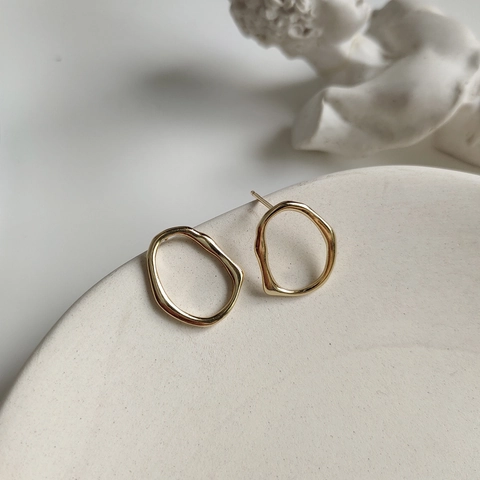 Orecchini A Lobo In Argento Sterling 925 Minimalisti Geometrici Irregolari Cavi Gioielli Per Donna