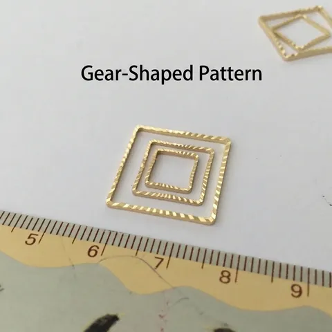 Accesorios Joyería DIY Cobre Chapado En Oro 14K Cuadrado Textura Engranaje Anillos Cerrados Conectores Collar Pulsera