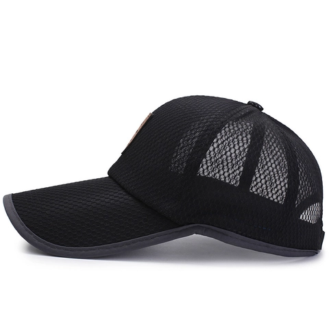 Mesh Baseball Cap Breathable Sun Protection Outdoor Sports Summer Adjustable Trucker Hat With Leather Patch For Adults